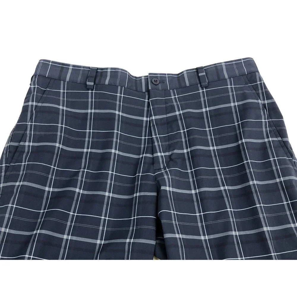 Nike Golf Men's Chino Golf Shorts 34 Plaid Blue FIT DRY Stretch
